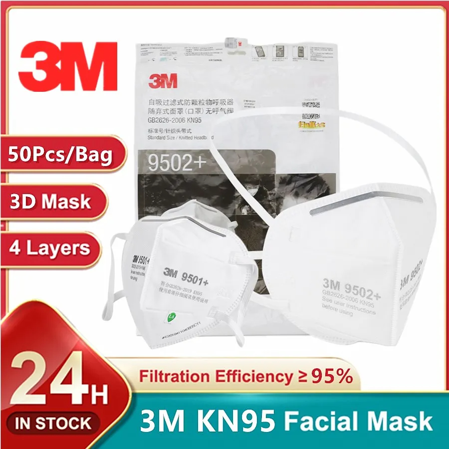 3M Mask 9502+ - 50 Pz/borsa 3M KN95 Maschera Per